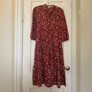 Max Studio Orange/Red Floral Long Sleeve Dress by